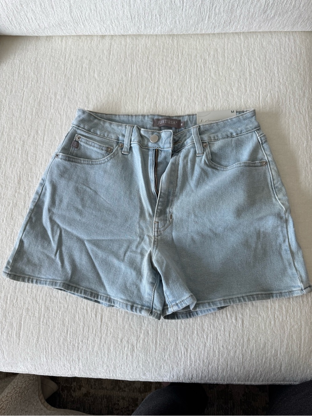 Just USA Light Blue High-Rise Denim Shorts